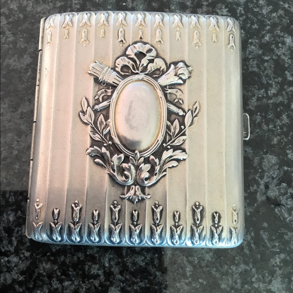 Early 1900s Vintage Silver Plated Cigarette Case, Stamped